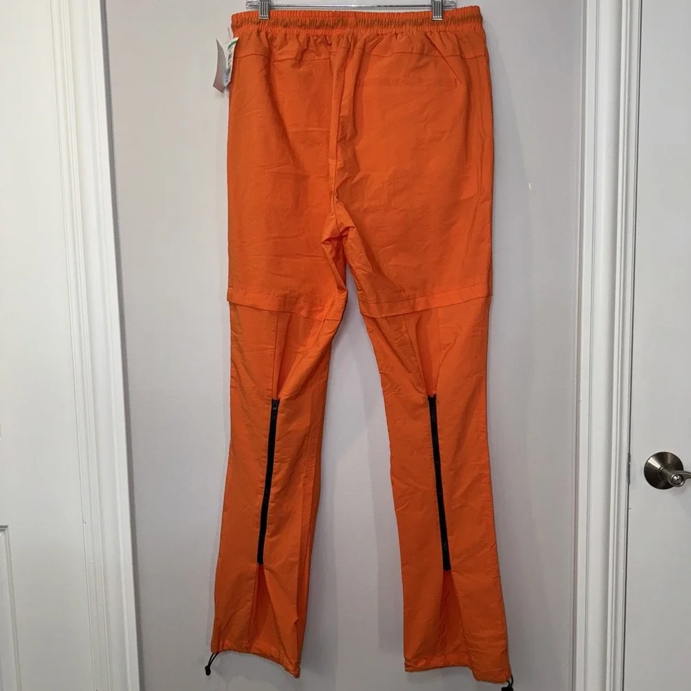 American Stitch Baggy Cargo Pants Mens Large Orange Zip‎ Utility Outdoor NWT